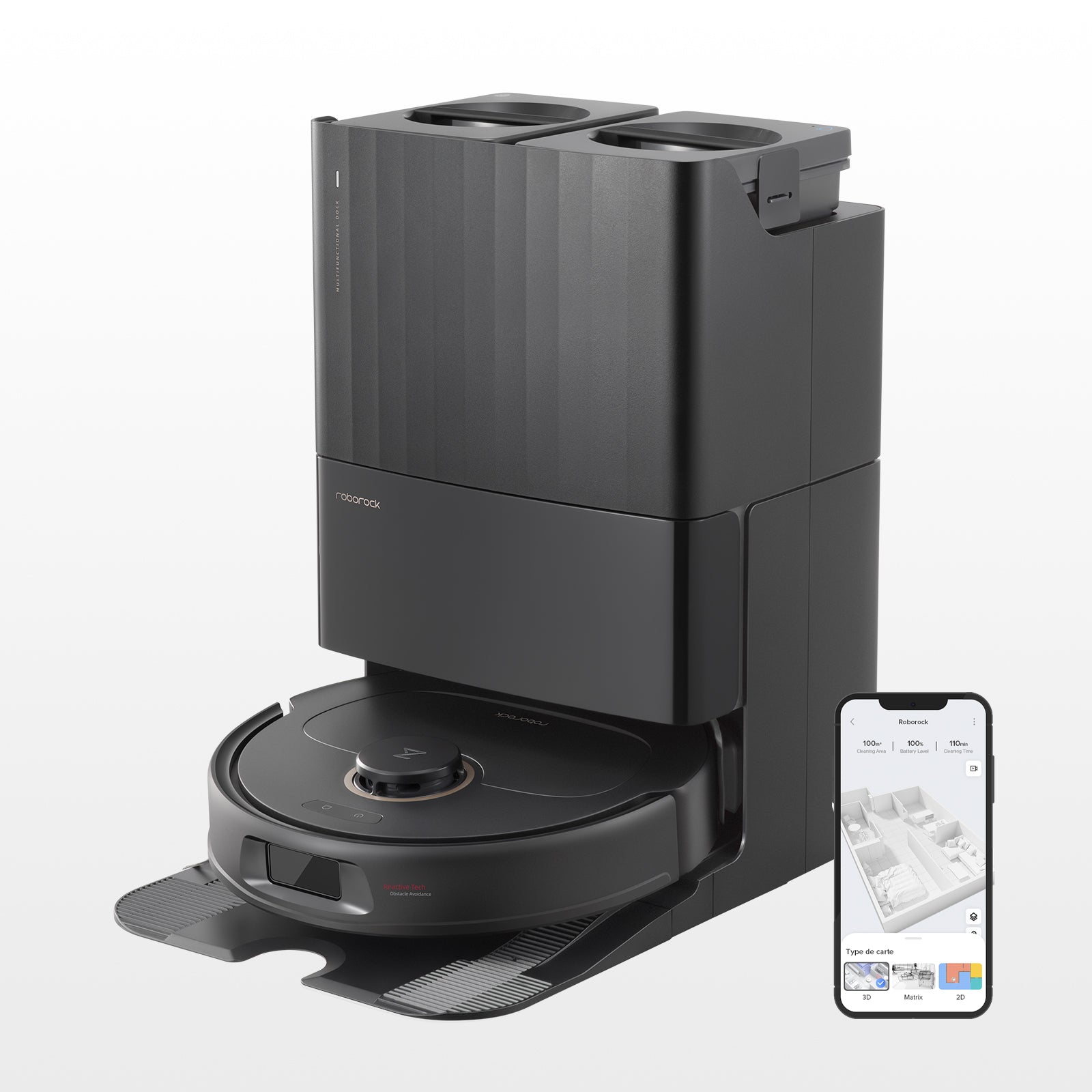 roborock-qrevo-pro-robot-aspirateur-laveur-noir-station-lavage image 1