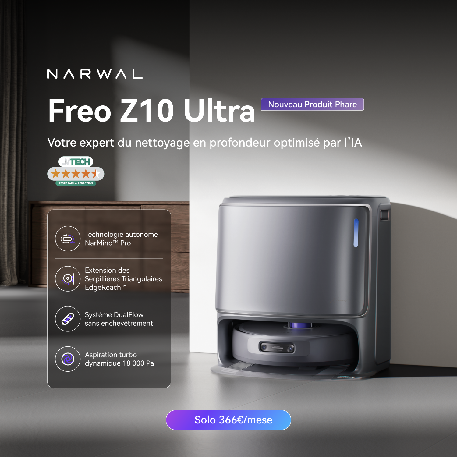 narwal-freo-z10-ultra-robot-aspirateur-laveur-blanc-18000-pa image 3