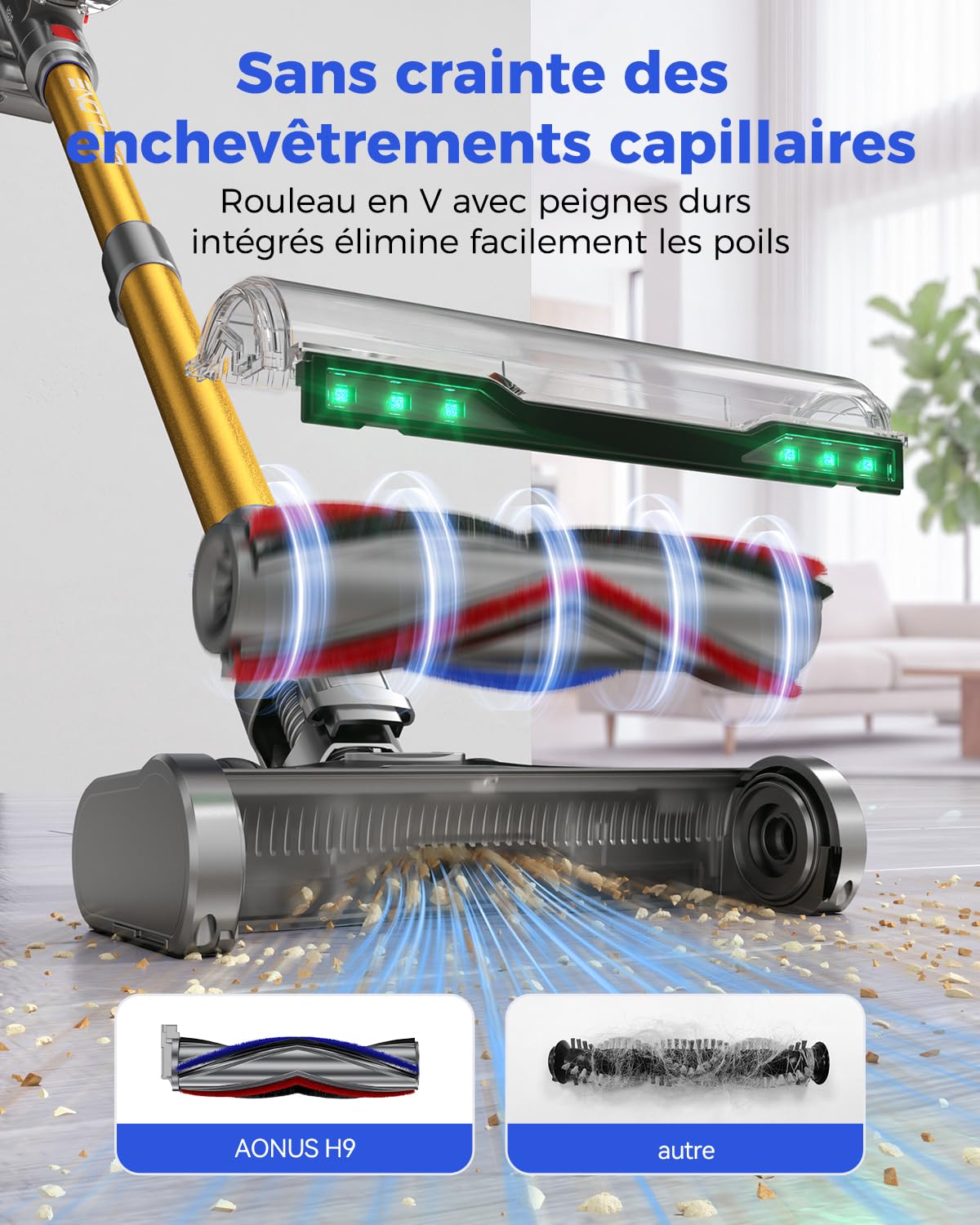 aonus-a10-aspirateur-balai-sans-fil-bleu-or-60kpa image 4