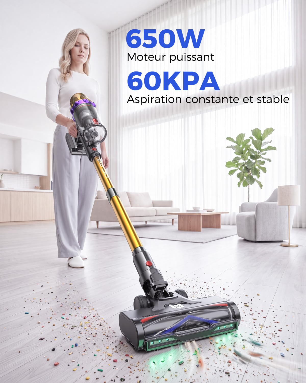 aonus-a10-aspirateur-balai-sans-fil-bleu-or-60kpa image 2
